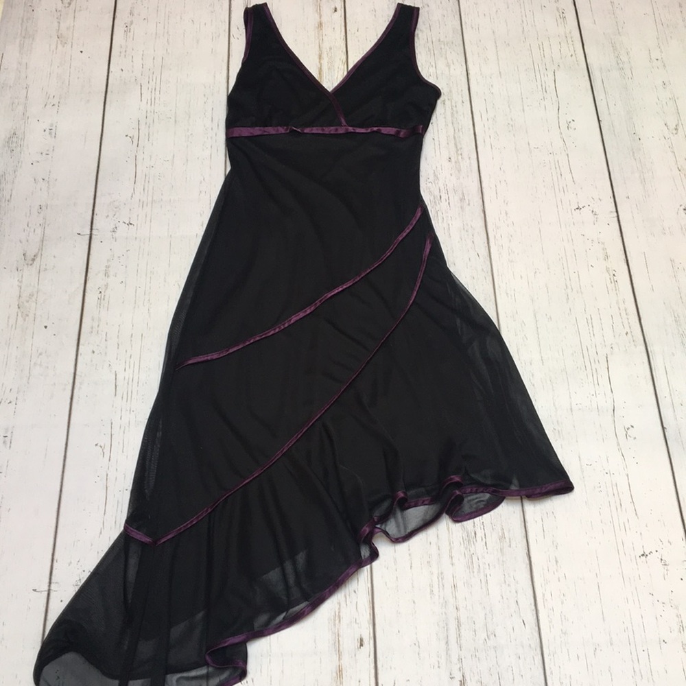 Black and plum asymmetrical dress